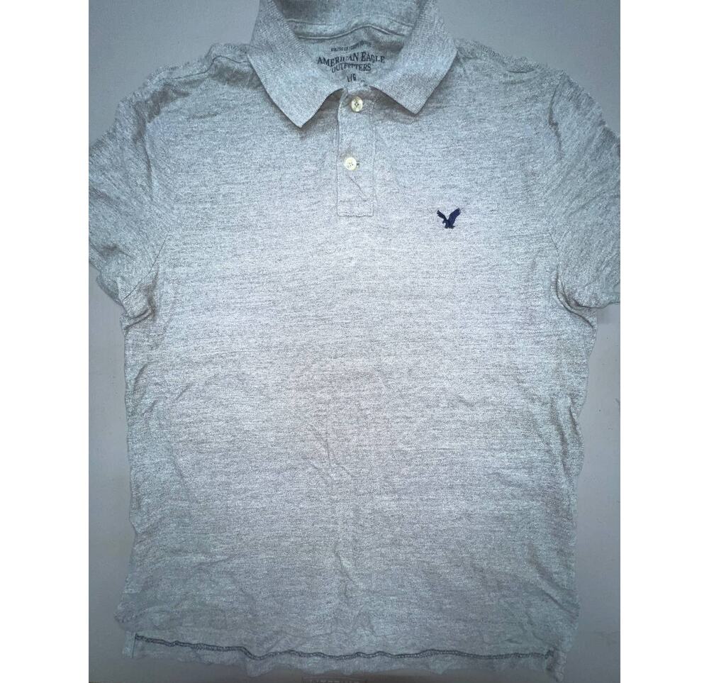 American Eagle Heather Gray Polo Athletic Fit Men L